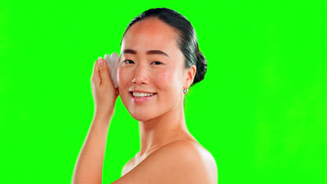 Face-smile,-skincare-and-Asian-woman-with-stone