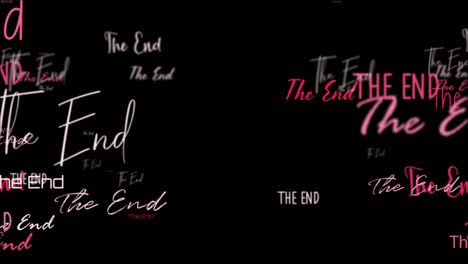 animation loop of the end word related red pink word flowing. element for intro, title banner on black background