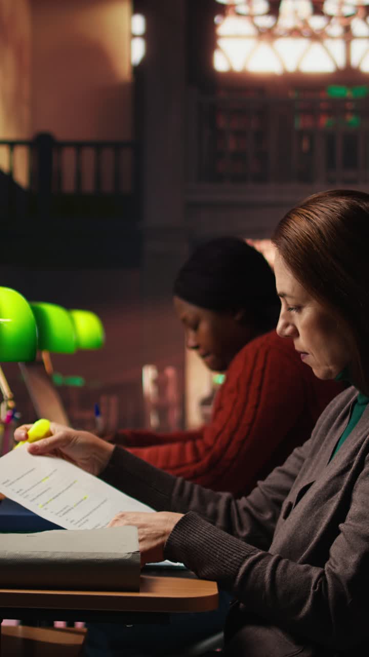 Vertical Video Female person with a focused expression highlighting important ideas