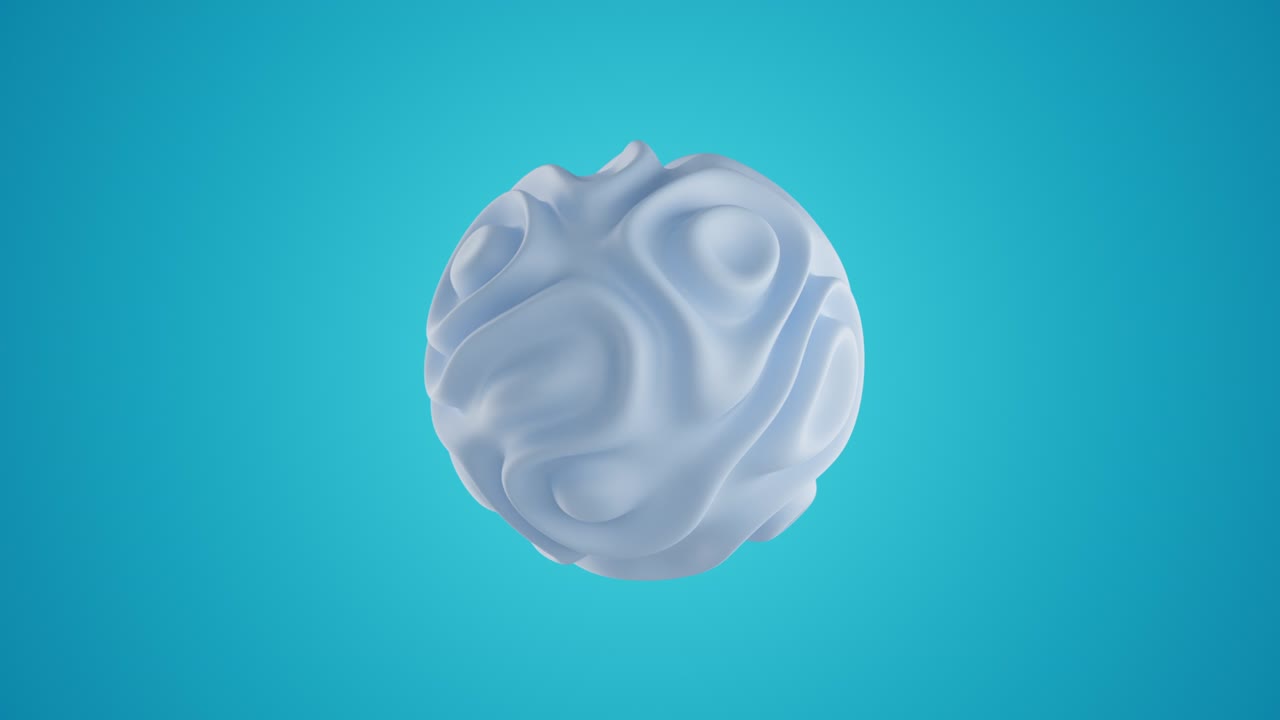 Animazione astratta ondulata di una sfera 3D.