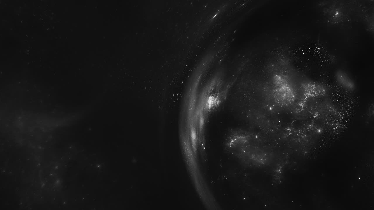 A giant wormhole curves the black space around it