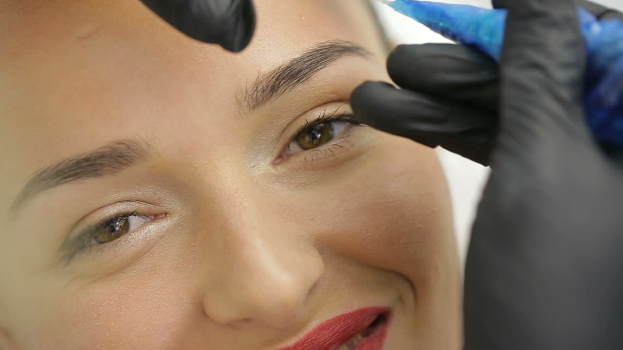 Microblading eyebrows work flow in a beauty salon