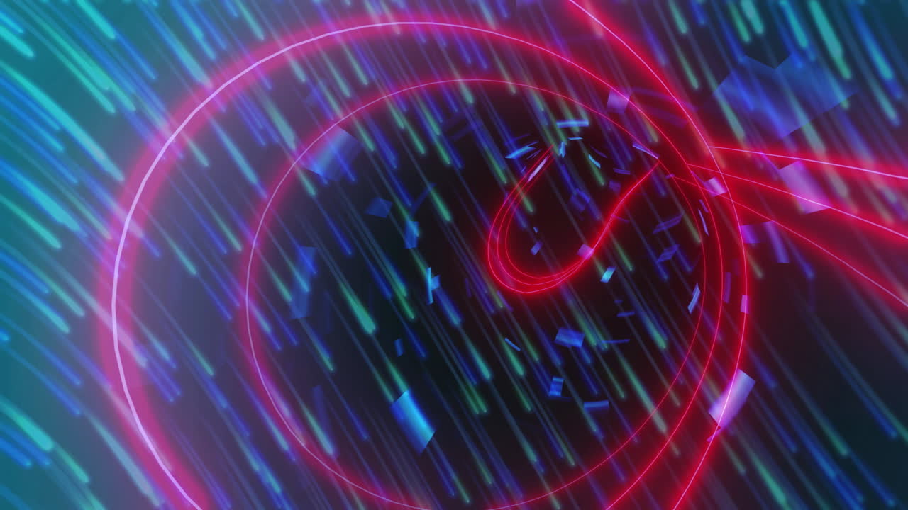 animación de túnel circular y líneas caídas sobre fondo negro