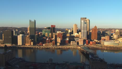 wide shot of pittsburgh pa at dusk