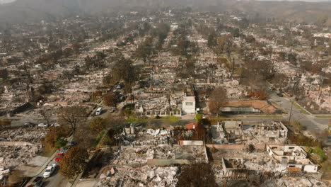 4k aerial of pacific palisades after the fire in january 2025, los angeles, california, usa.