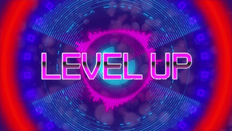 Animation-of-the-word-Level-Up-on-video-computer-game-screen