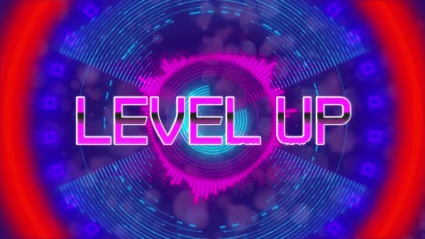 animation of the word level up on video computer game screen