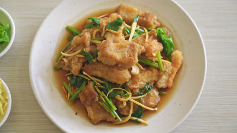 stir fried fish with chinese celery - asian food style