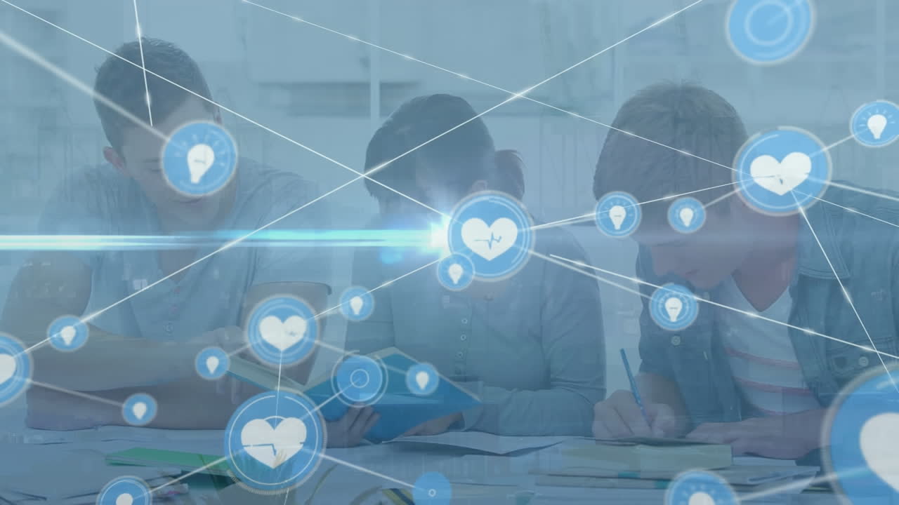 사무실에서 다양한 사업가들과의 연결 네트워크의 활성화