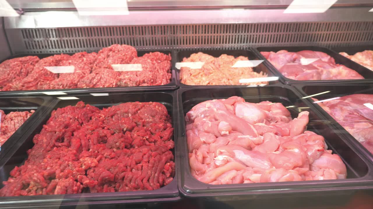 Raw Meat Display at Grocery Store