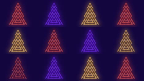 neon modern colorful christmas trees pattern in night