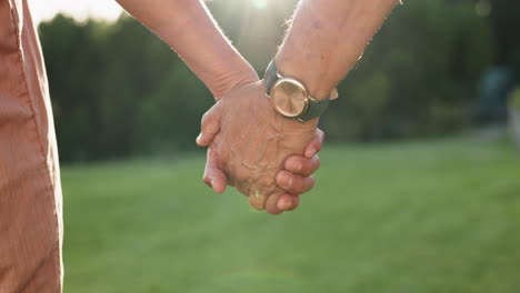 Hand-In-Hand,-Unterstützung-Und-älteres-Paar-Mit-Liebe