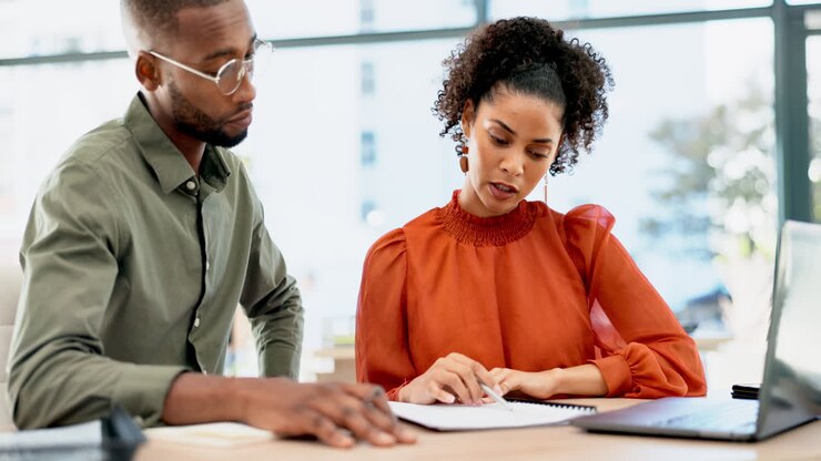 Collaboration, meeting and business man