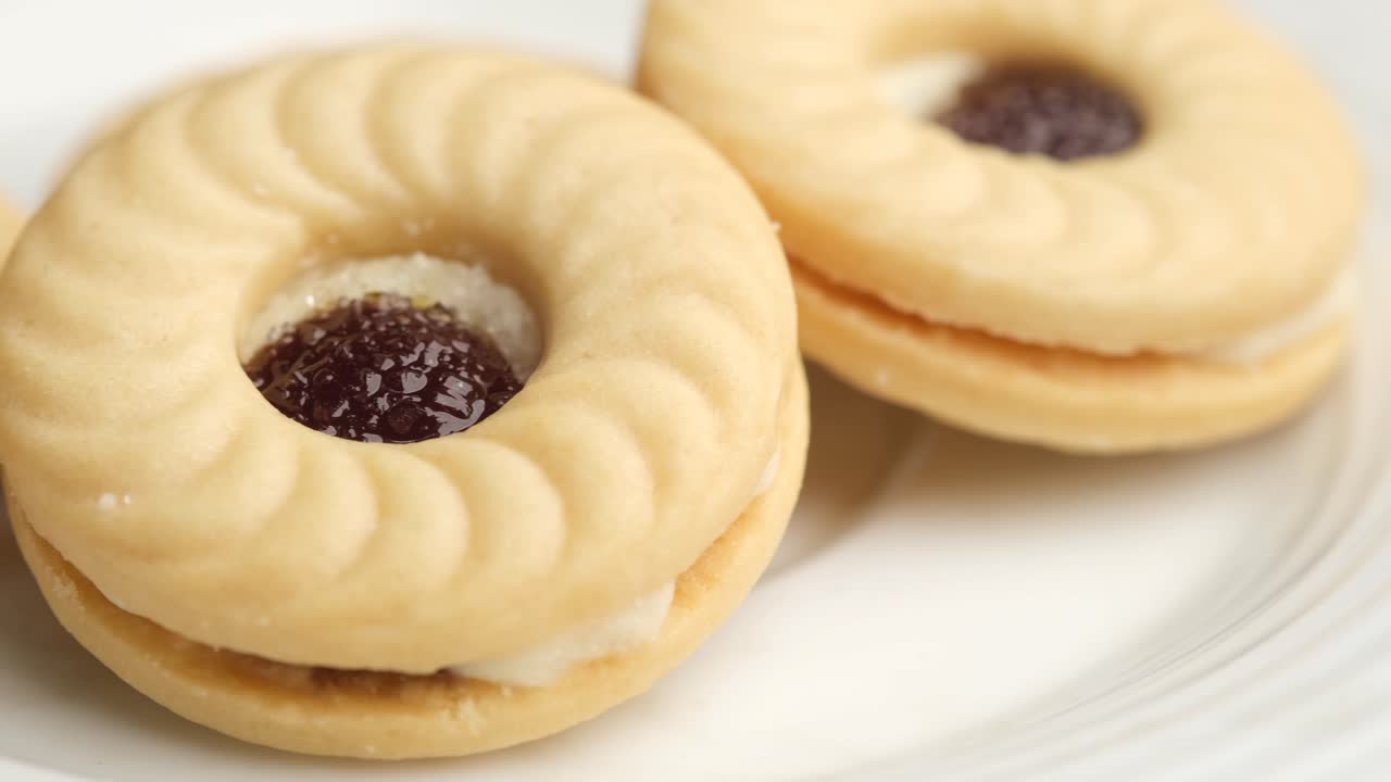 Close-up of Jam-Filled Sandwich Cookies