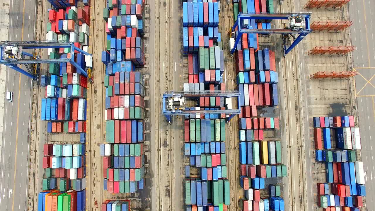 Aerial View of Harbor with cargo containers,Tianjin,China.