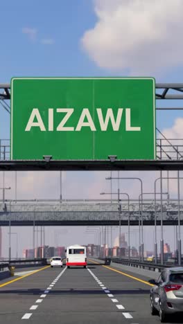 signo de carretera con avión por encima del aeropuerto de aizawl