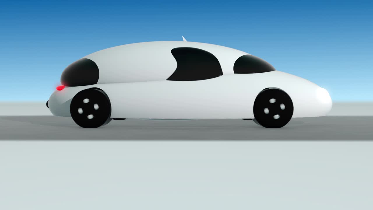 3D animated futuristic car on road Loop – side profile