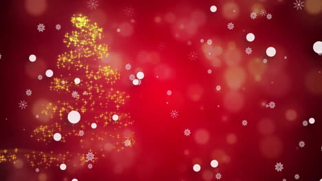 animación de nieve cayendo sobre el árbol de navidad