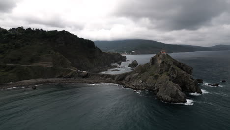 Dragonstone-from-Game-of-Thrones-shot-with-a-Drone,-Spain