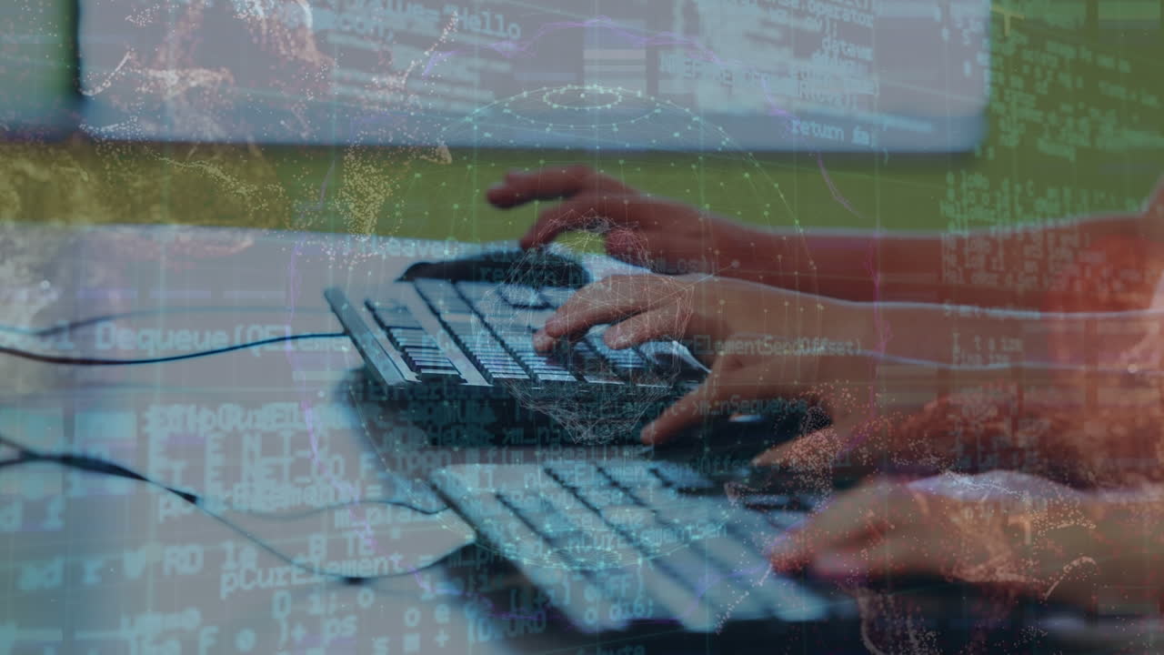 animación del procesamiento de datos a mano con computadoras