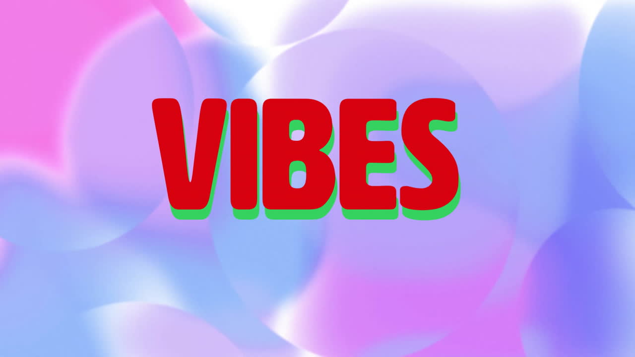 Animation of vibes text over shapes moving