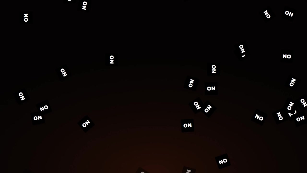 Abstract Motion Graphic of Falling Black Squares with White Text