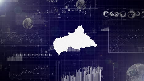 Unternehmensvideo-Der-Zentralafrikanischen-Republik,-Abstrakte-Elemente-Von-Datenanalysediagrammen-I-Datenanalyse-Technologievideo-Globus,-Wachstum,-Grafiken,-Statistische-Daten-Der-Zentralafrikanischen-Republik