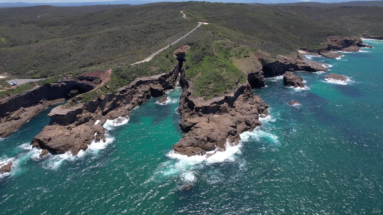 Seascape And Headlands, Snapper Point Lookout In Frazer Park, NSW, Australia - Drone Shot