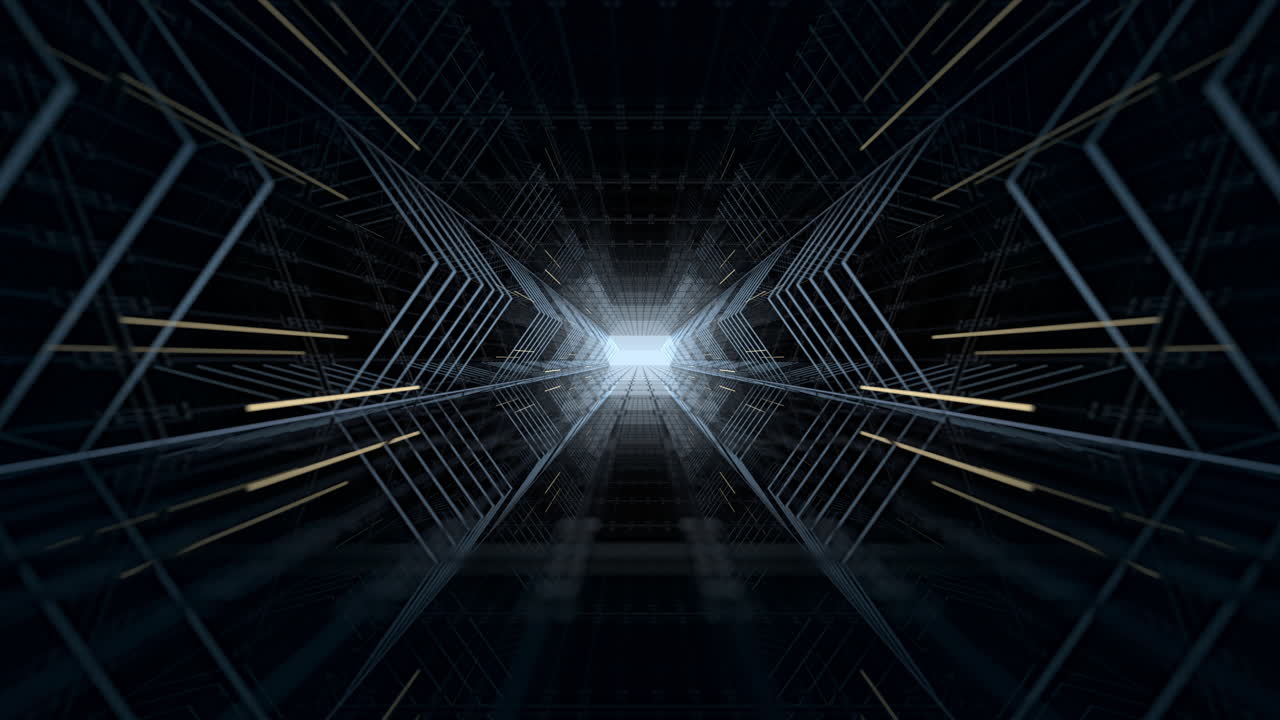 el fondo del túnel oscuro, renderización en 3d.