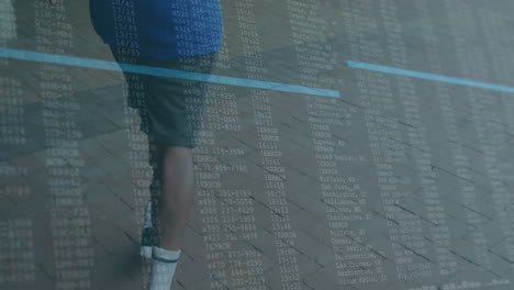 persona que camina con una pierna protésica sobre la animación de procesamiento de datos