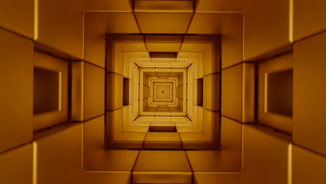 tunnel loop structure futuristic squares cubes gold 3d illustration