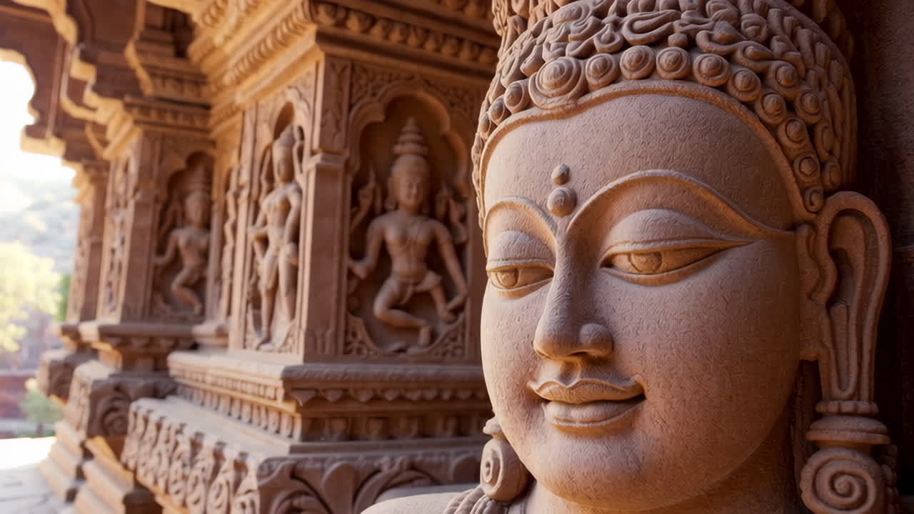 Ancient Stone Carvings at a Temple in India