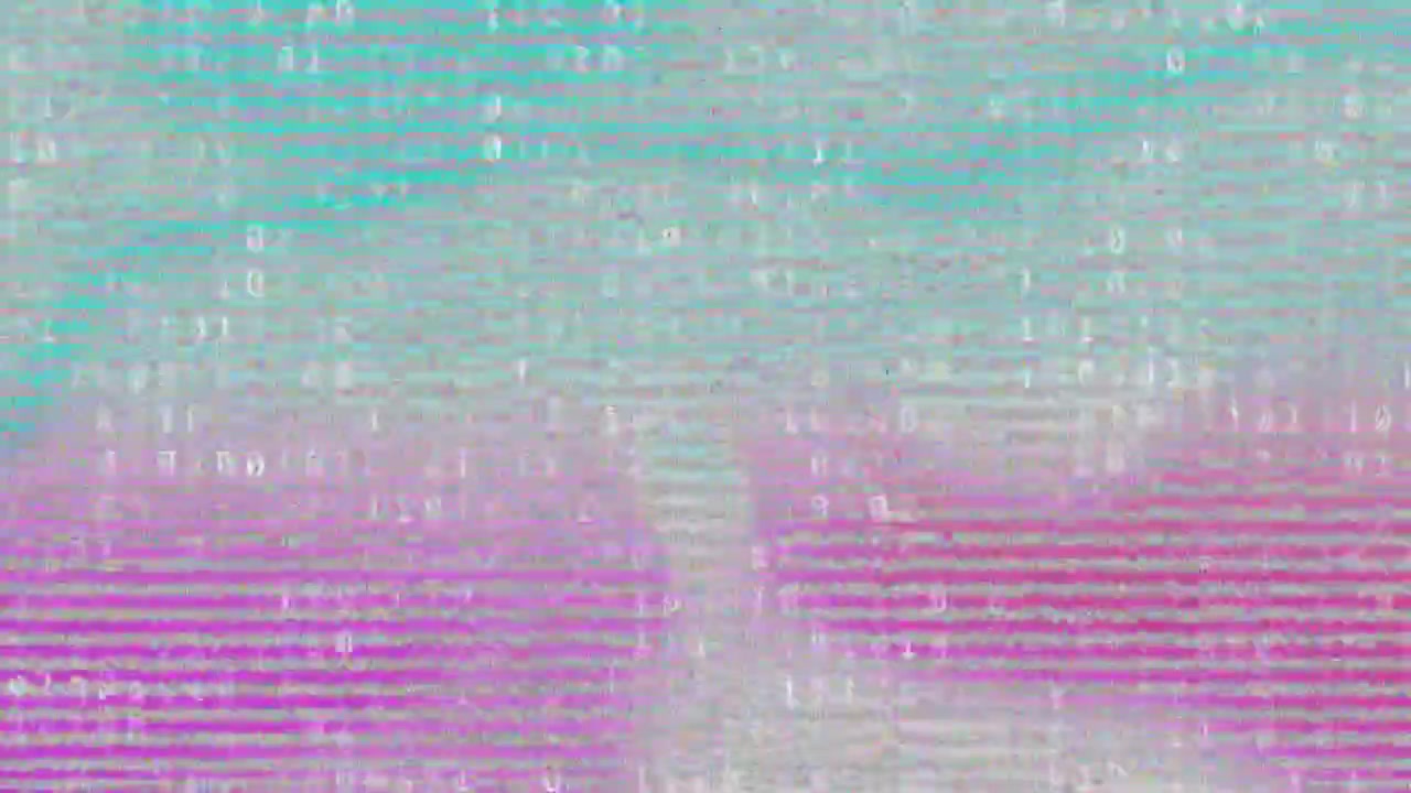 Abstrakt glitch-mønster, der reagerer på en båndspids, med skiftende linjer og flimrende bits, der viser en glitch.