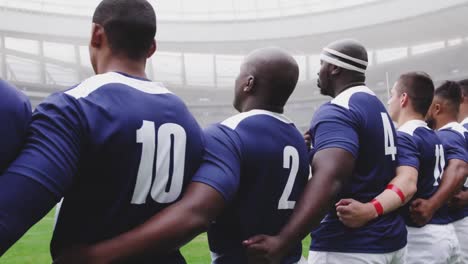 Animation-Von-Verbindungsnetzwerken-über-Rugbyspieler