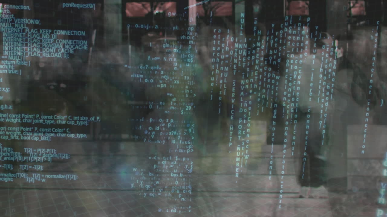 time lapse di una strada trafficata e codici di programma