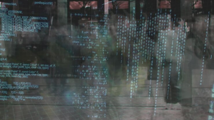 Time lapse of a busy street and program codes