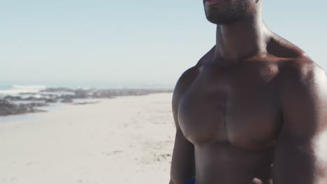 african american man ready to go surf