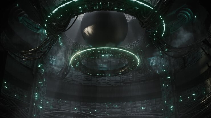 palla pulsante di energia futuristica in un giro