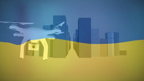 animation of drone over flag of ukraine