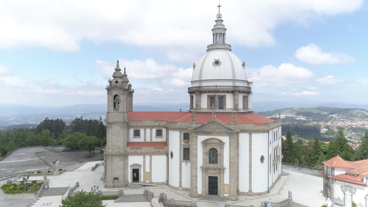 Aerial view of the historic Shrine of Our Lady of Sameiro in Braga, northern Portugal