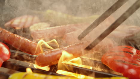 grilled sausages and vegetables