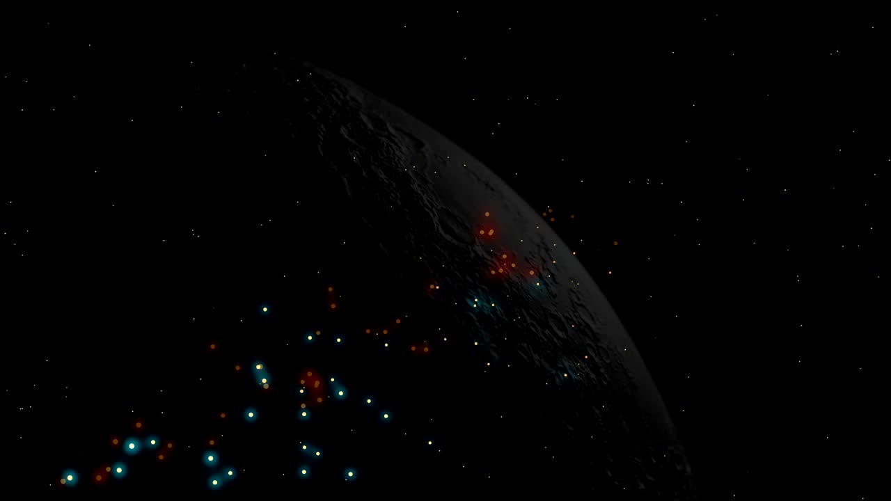 Abstract glitter Shiny sparks dust particles with moon Background 3d rendering