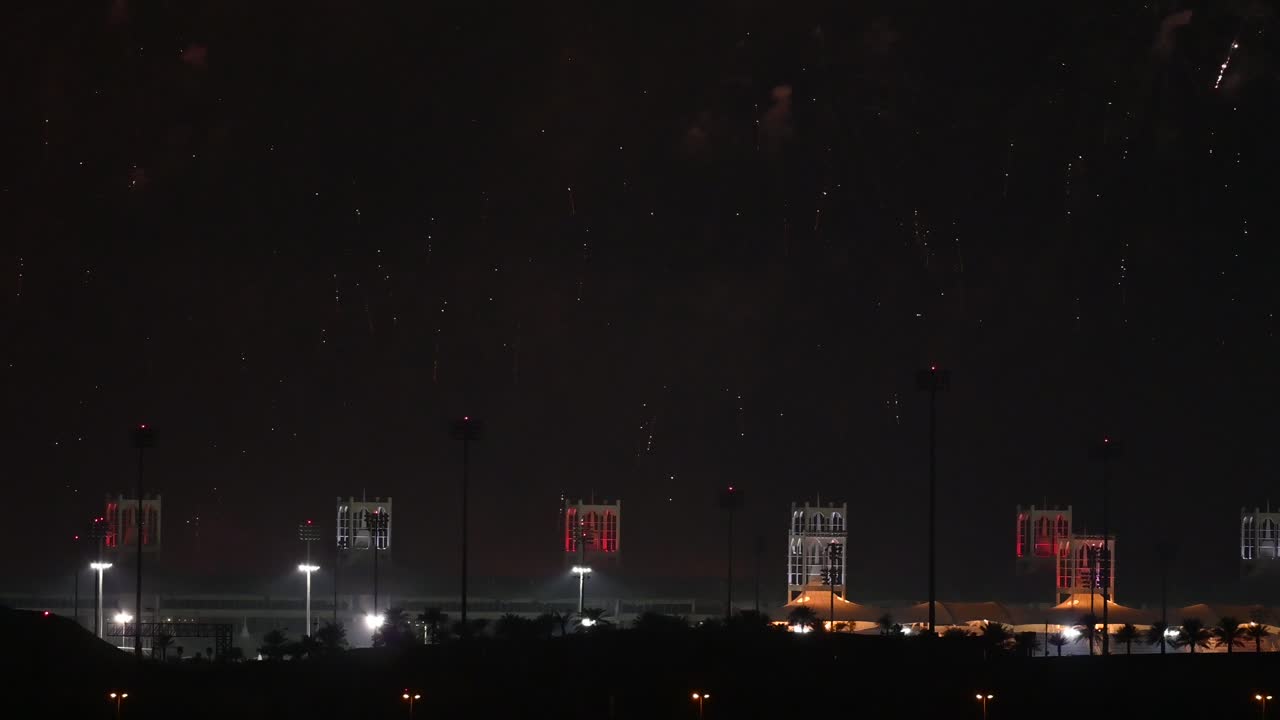 MANAMA , BAHRAIN - December 16: Fireworks displayed at Bahrain International Circuit on the occasion of Bahrain National Day. Manama, Bahrain on December 16,2021
