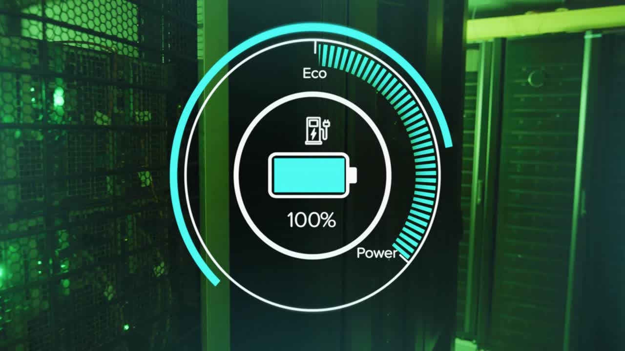 Batterimåler starter opladning ved opstart og skifter derefter til afladning, visualiserer strømniveauer.