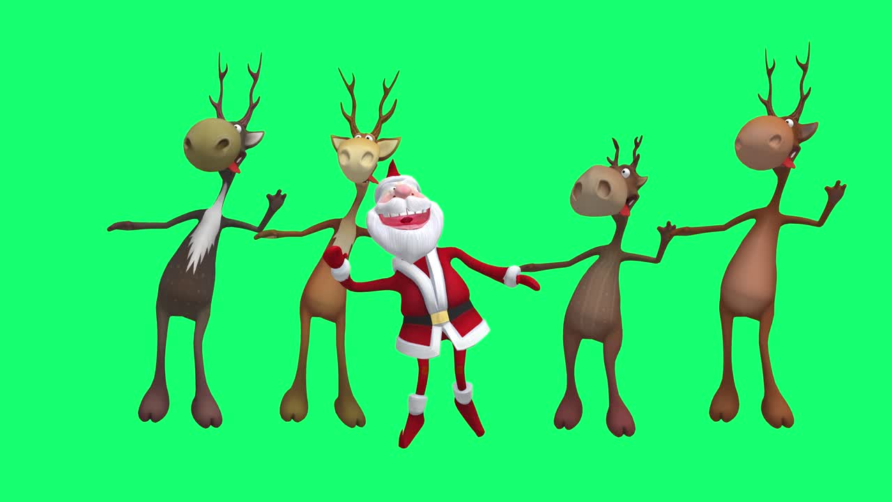Santa and Reindeer Christmas Animation - Green Screen