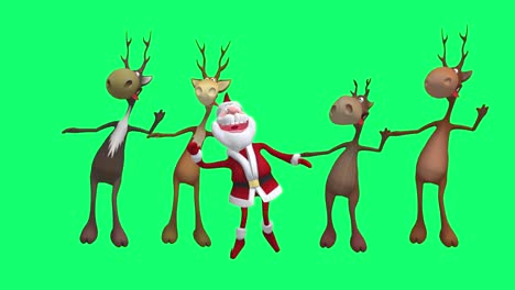 santa and reindeer christmas animation - green screen