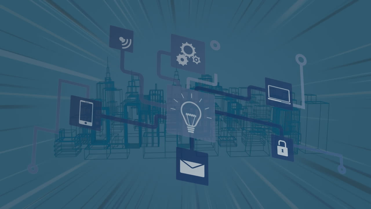 모바일 드폰 화면에 있는 앱 인터페이스 메뉴와 파란색 배경에 있는 지도 아이콘