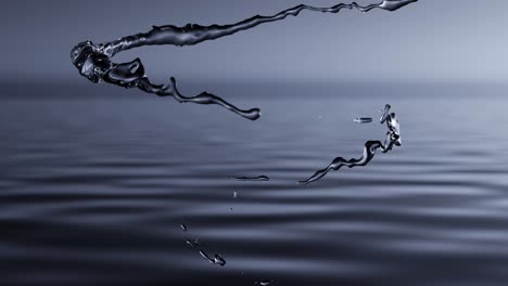 3d rendering, fresh liquid water flows in spirals, dark ocean background