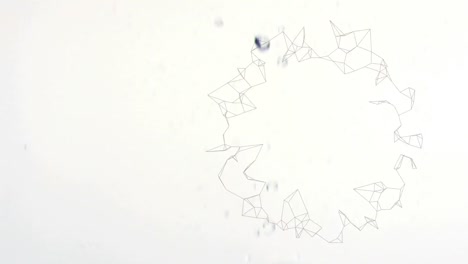 animation of ring of network rotating, with uncut diamonds falling on white background