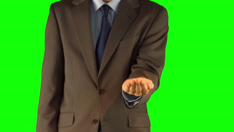 businessman presenting with hand